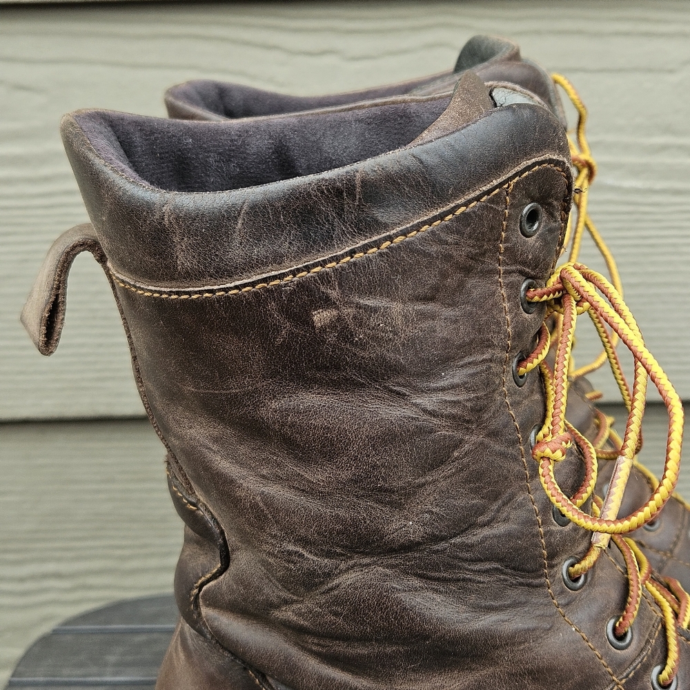 Born Brown Leather Equestrian Riding Boots Shoes Lace Up Heel Saver Women Size 8 - Picture 2 of 16